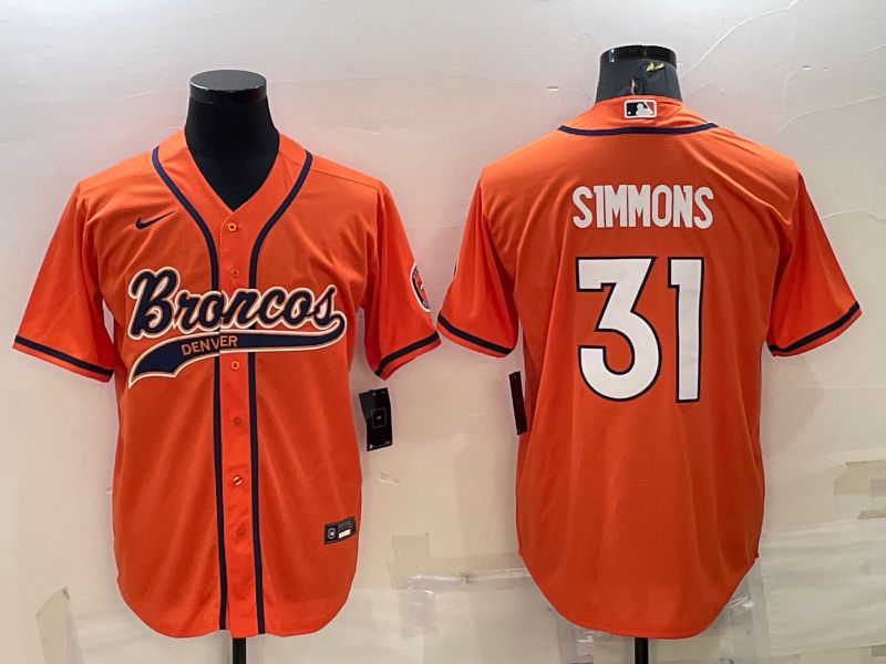 Men Denver Broncos #31 Simmons Orange 2022 Nike Co branded NFL Jersey